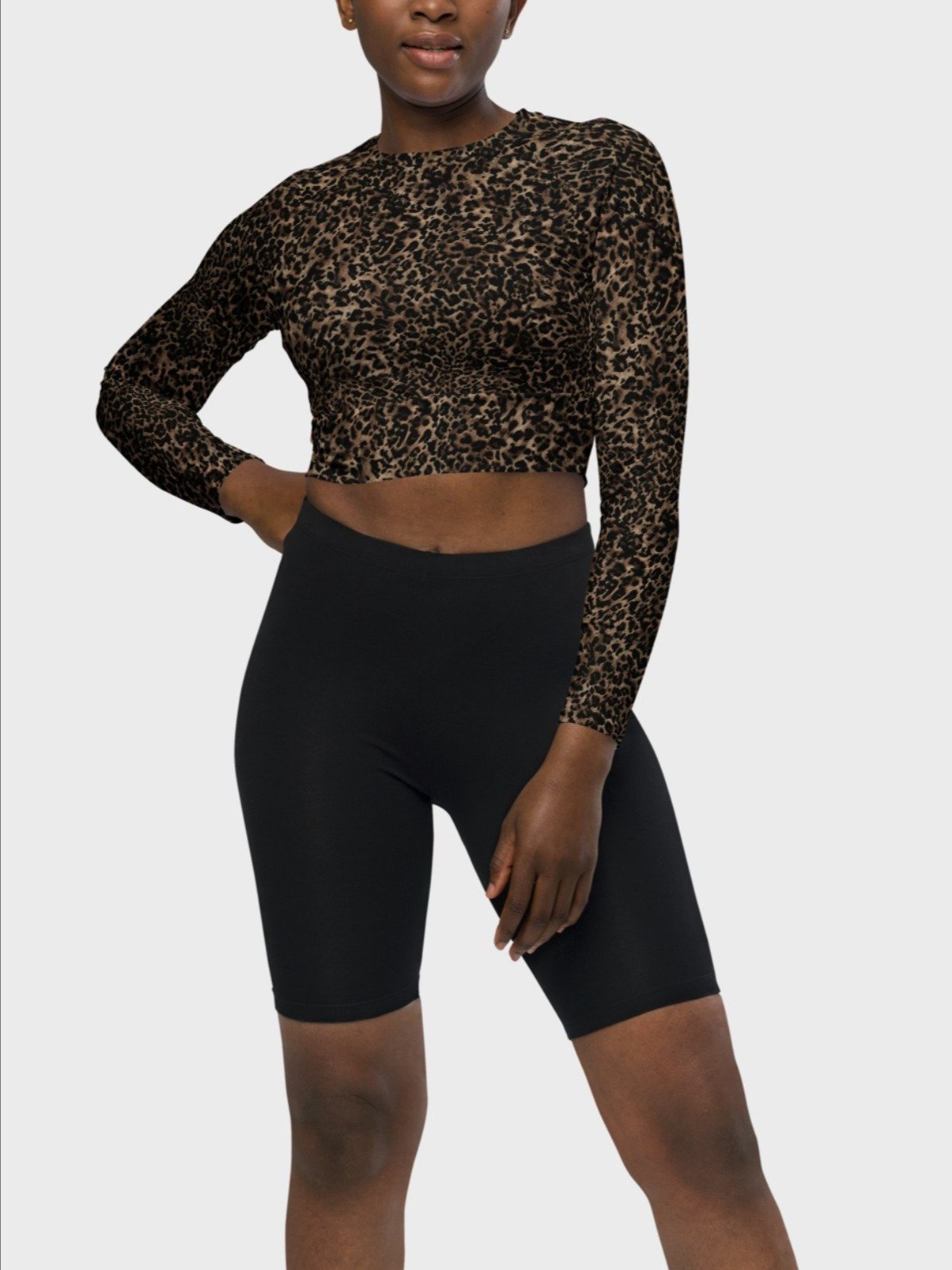 Recycled Crop Top "Chic Dark Brown Leopard" product image (3)
