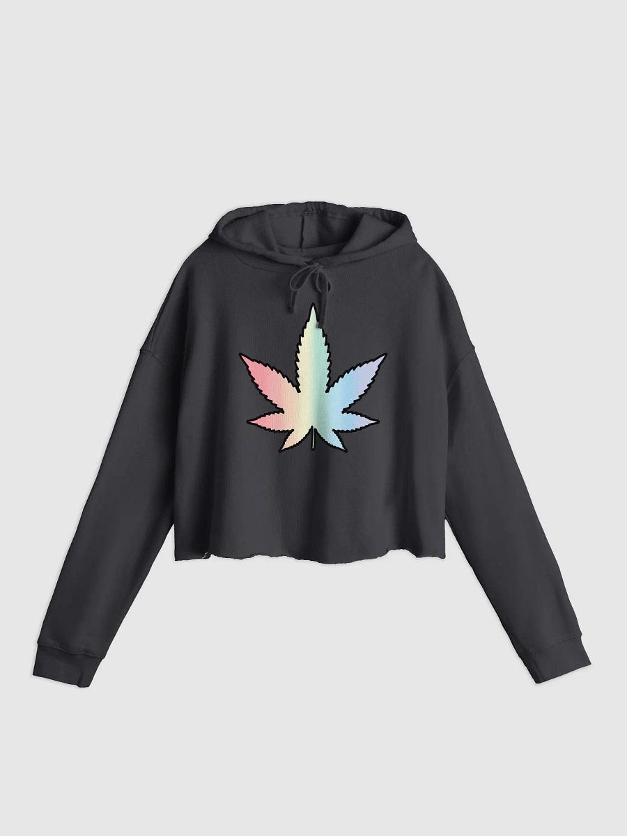 Pastel Rainbow Weed Leaf Cropped Hoodie product image (1)