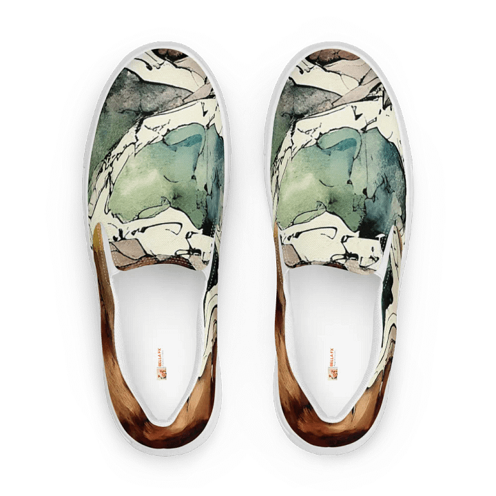 Beach Design - Green-White-Brown Women's Slip-On Canvas Shoes product image (1)