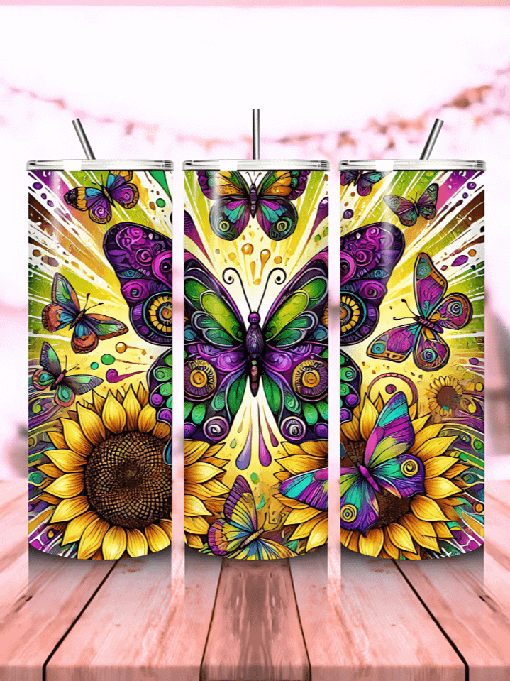 Mardi Gras Butterfly Tumbler Wrap – 20oz Skinny Sublimation PNG – Elegant Insect with Festive Carnival Colors – Instant Digital Download – High-Resolution 300 DPI product image (1)