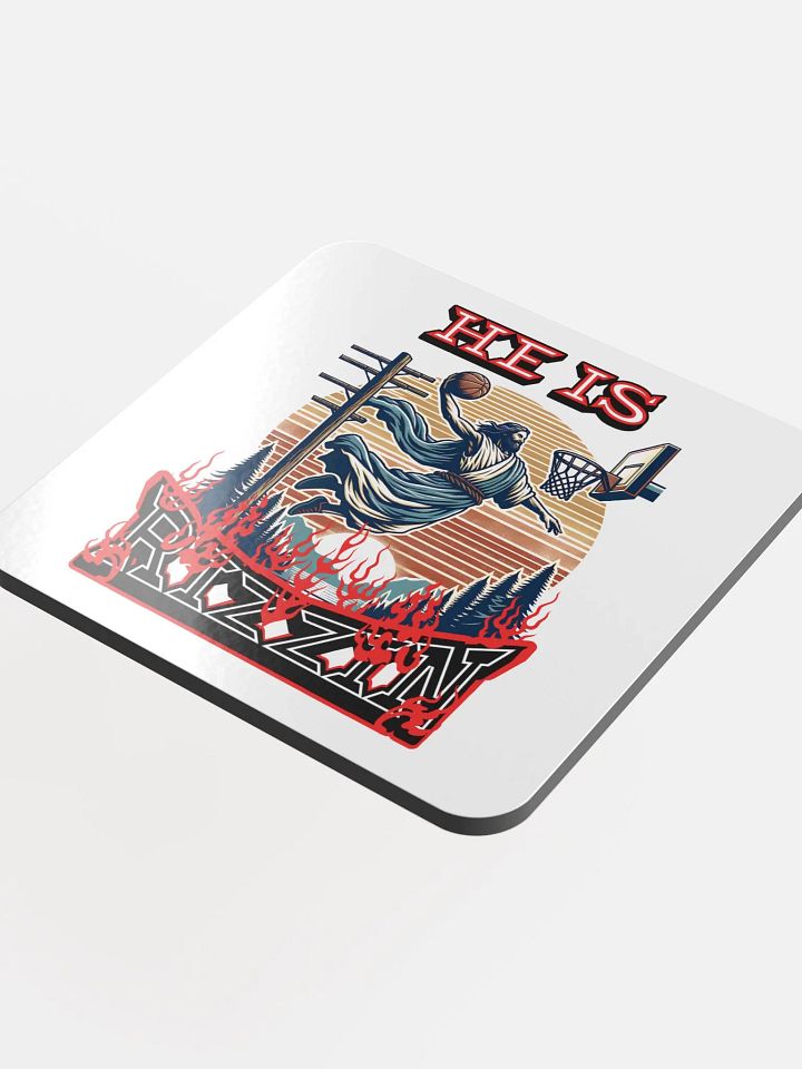 He Is Rizzin Basketball Jesus Divine Dunk Cork Coaster product image (1)