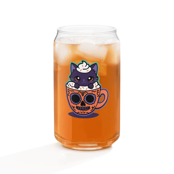 Sugar Skull Kitten Mug 16oz Can-Shaped Drinking Glass product image (2)