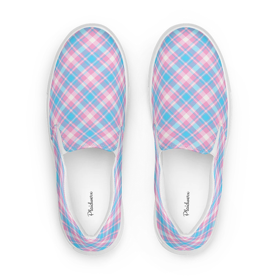 Baby Blue, Pink, and White Plaid Women's Slip-On Shoes product image (1)