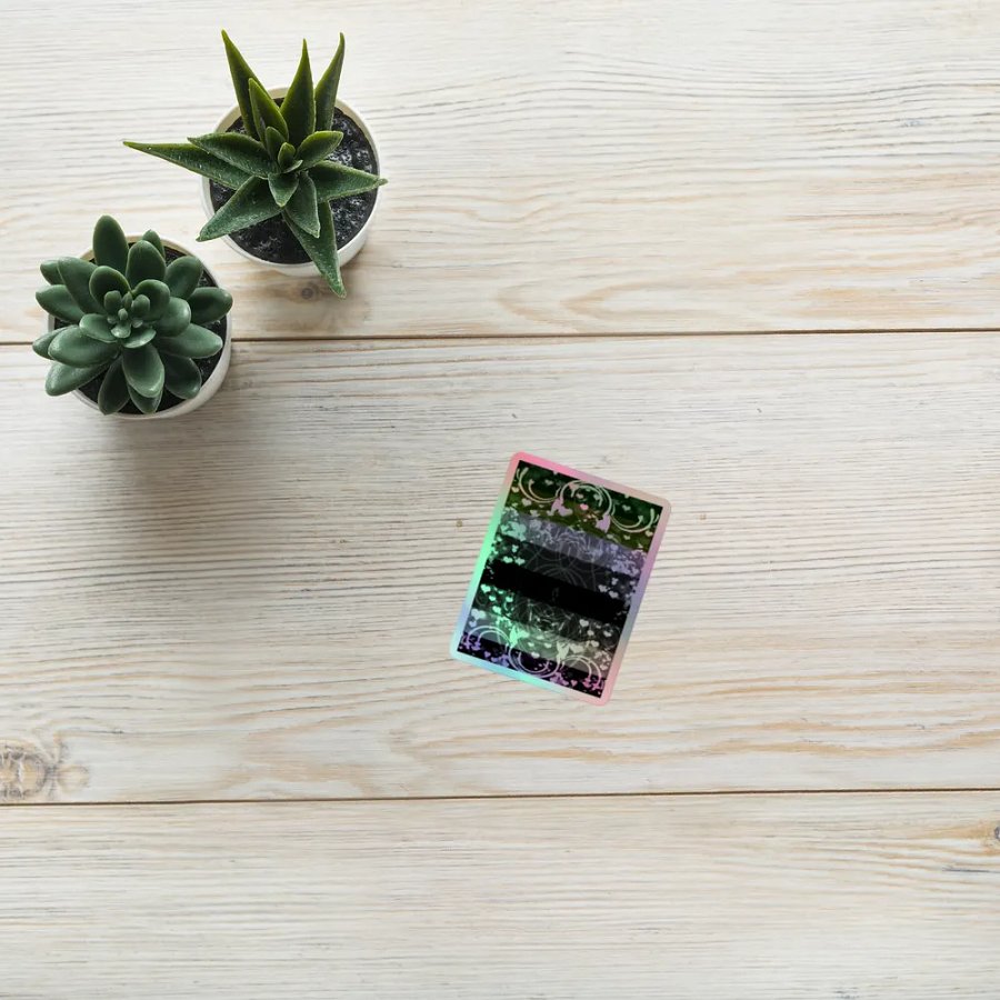 Aroace Pride Flag Sticker: Green To Purple (Flourish Variation) product image (8)