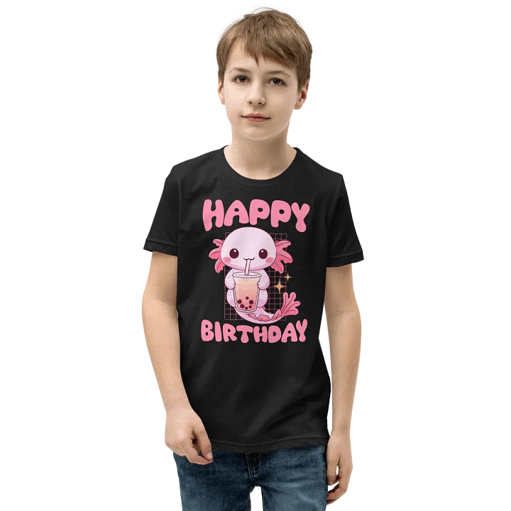 Happy Birthday (Axolotl Drinking Bubble Tea) T-Shirt For Kids product image (5)