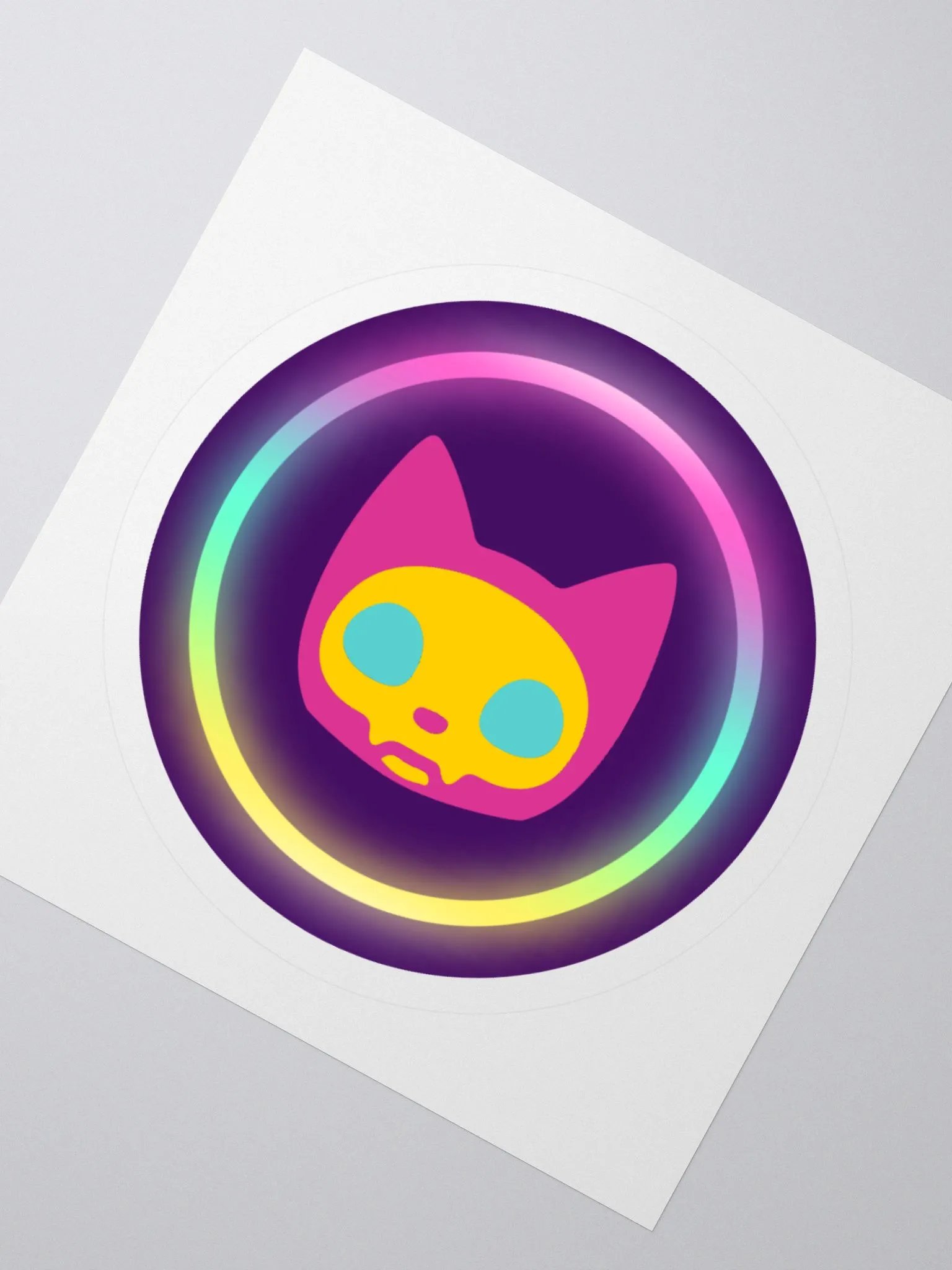 Taigi's Neon Cat Skull Sticker product image (2)