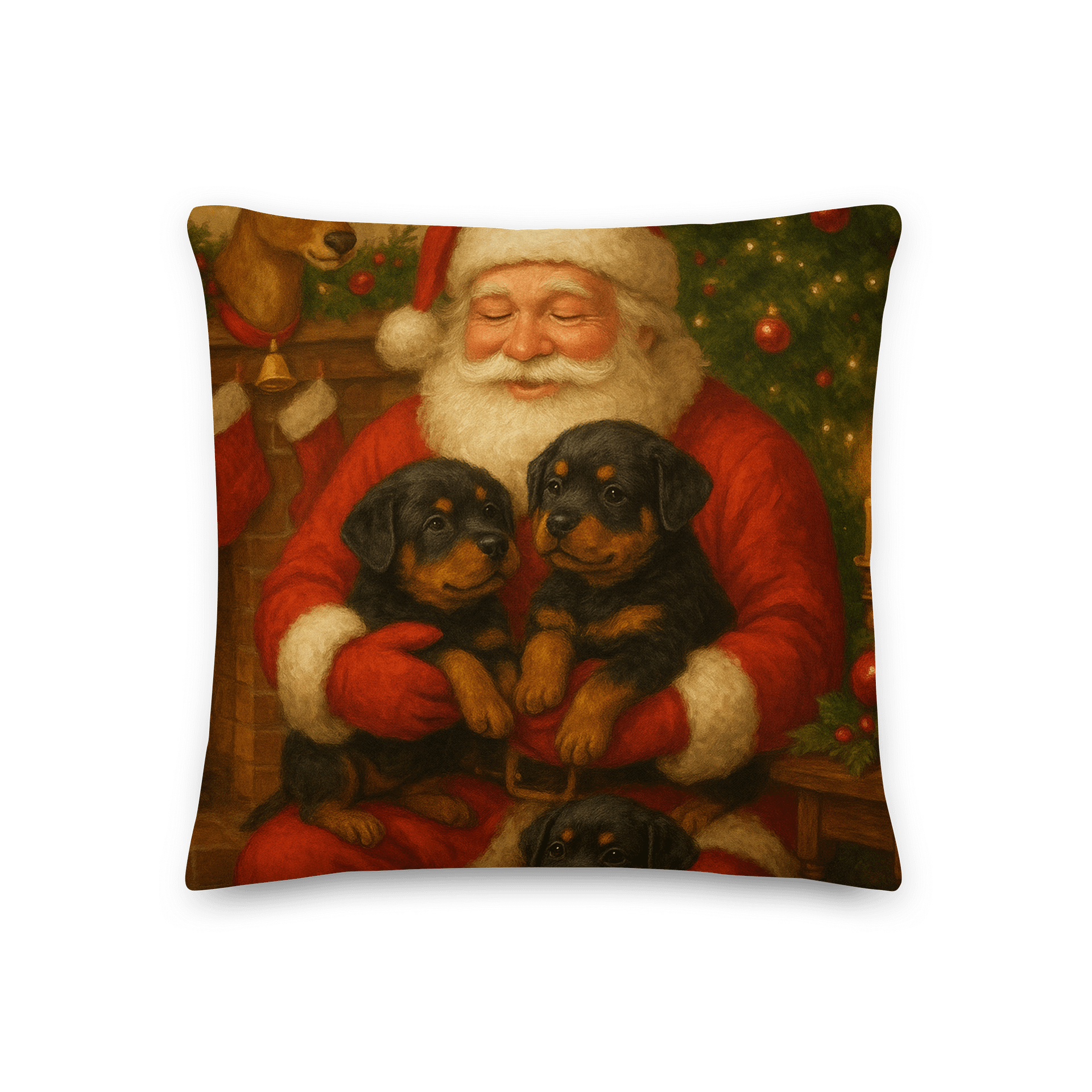 Santa's Rottweiler Puppies Festive All-Over Print Pillow product image (3)
