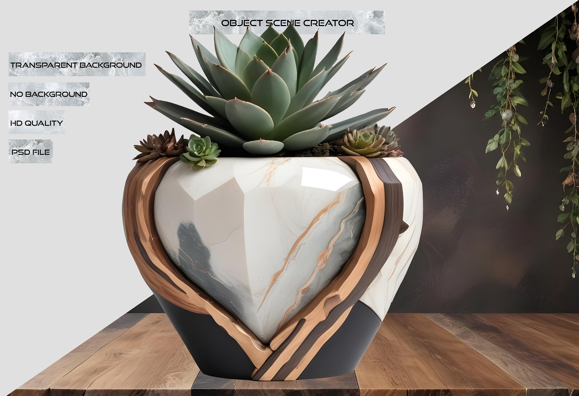 Earthly Symphony – Boho Chic Succulent Vase PNG product image (2)