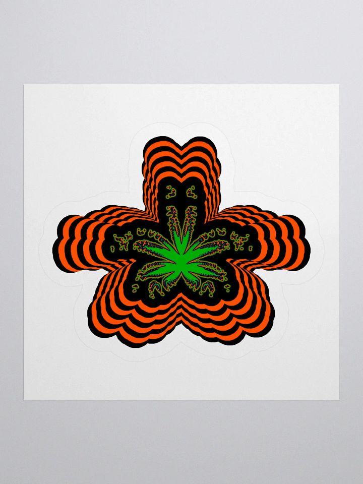 Twisted Weed Leaf Stoner Sticker, Orange Black Green Cannabis 420 Flower Art product image (3)