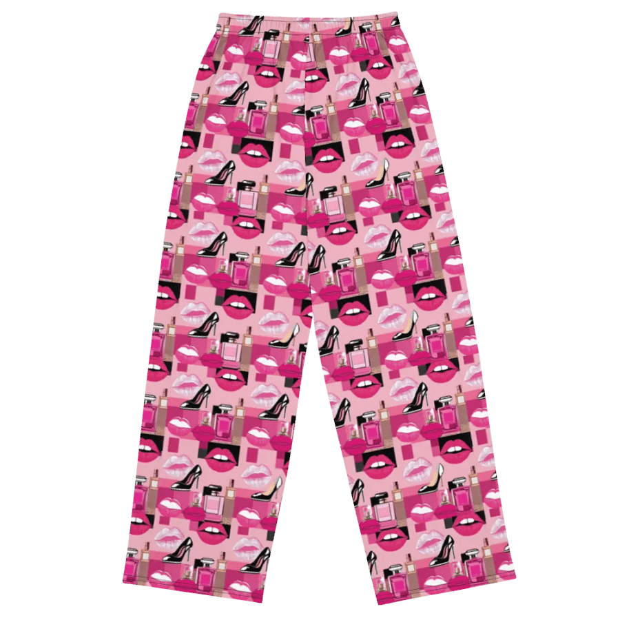 Chic Pink Motif Wide-Leg Pants product image (3)