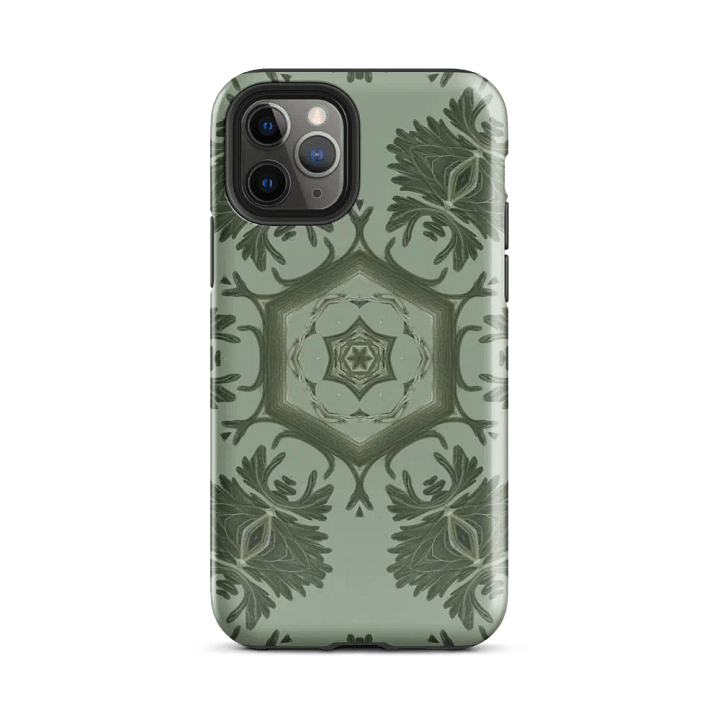 Tough Phone Case for iPhone® - Green Abstract Botanical Hex Geometric Pattern product image (2)