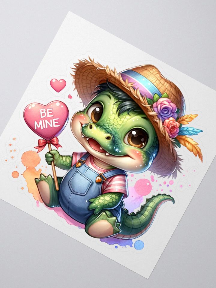 Valentine's Day Vinyl Sticker - Cute Baby Alligator With Sucker product image (1)