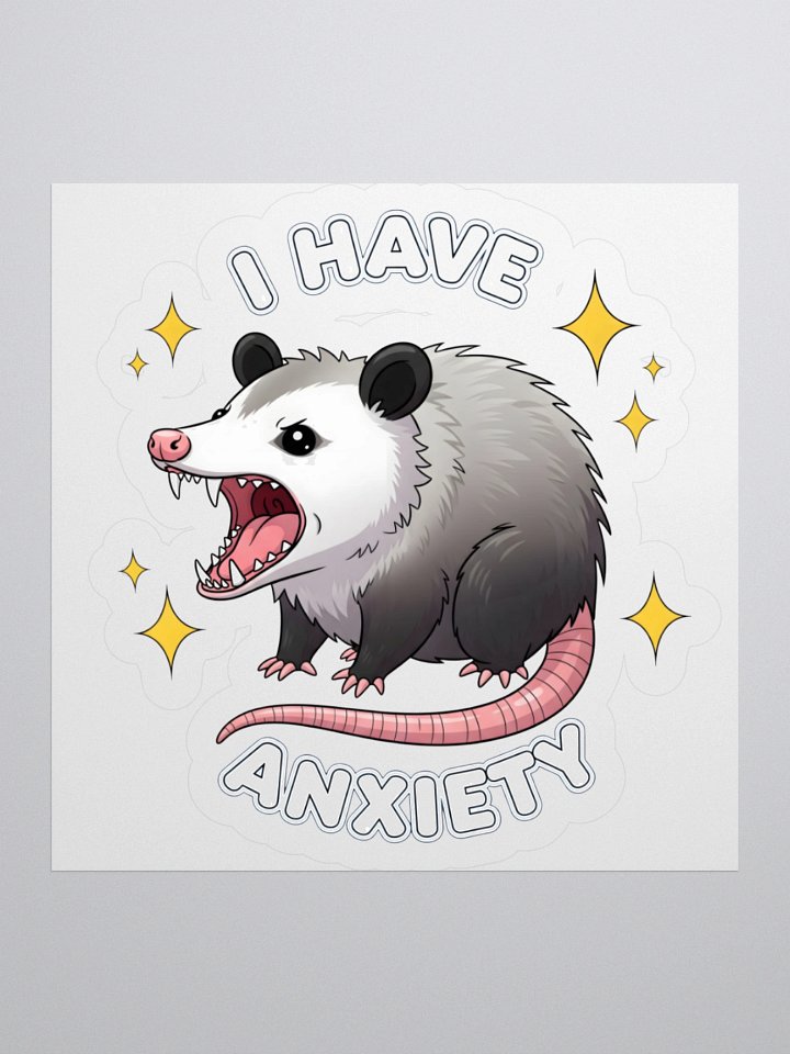 "I Have Anxiety" Possum Sticker - Funny Relatable Decal product image (1)