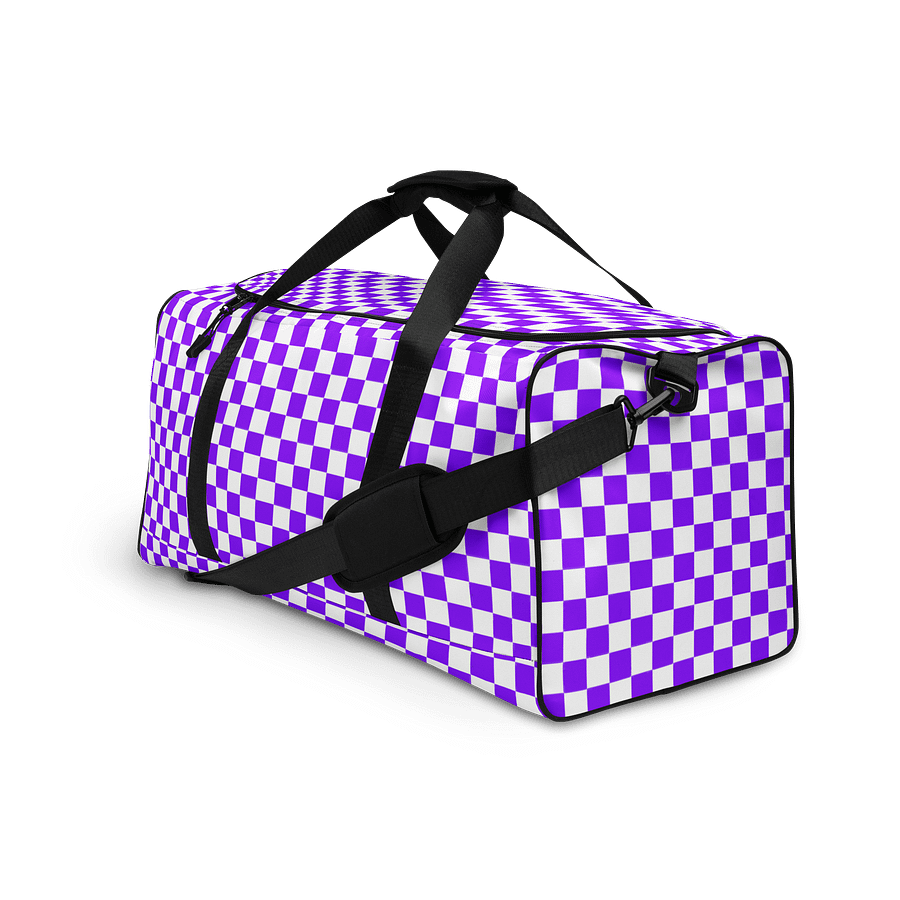 Checkered! Purple and White Checkers Duffel Bag product image (3)