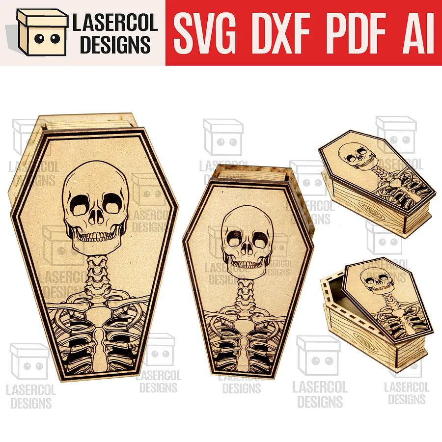 Halloween Coffin Boxes Bundle (Set 1-2-3-4) - (2 Sizes) - Laser Cut Files product image (3)