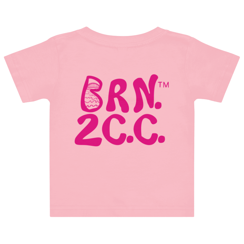 BOURNE to Cape Cod™ | DTG Vintage Print | Baby Jersey T-Shirt | BRN.2C.C.™ Logo Back | Coastal Cotton Tee for Little Explorers | Vibrant Pink Logo product image (2)