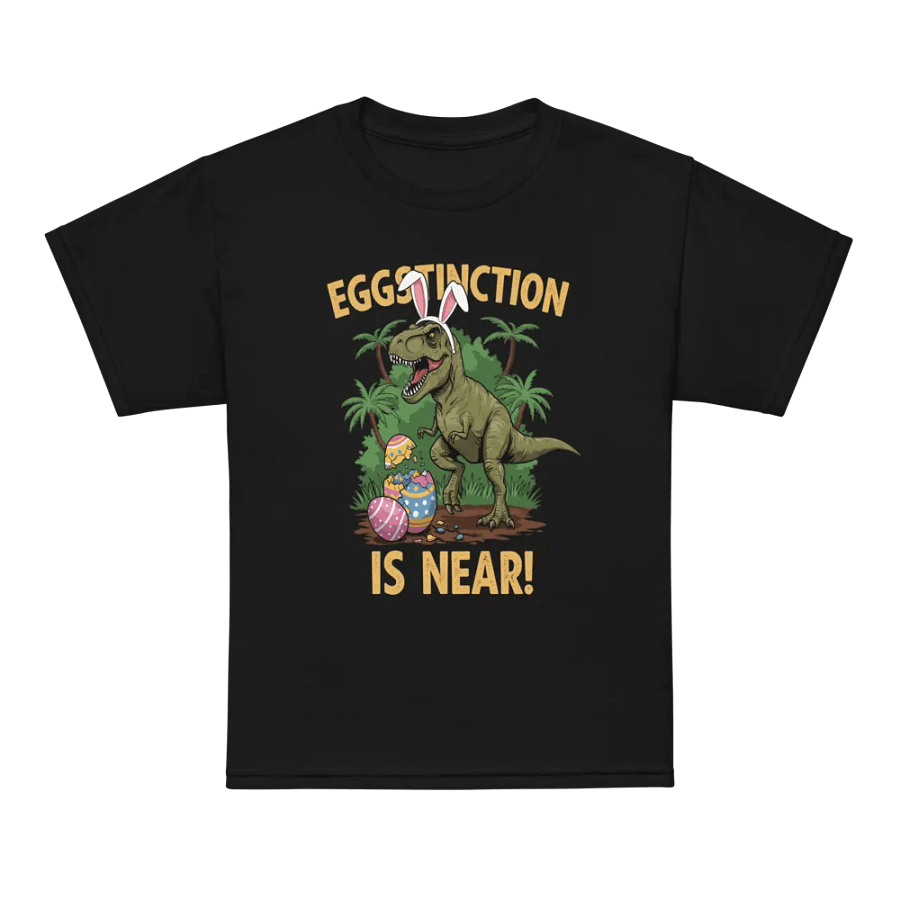 Funny Easter Dinosaur T-Shirt – Eggstinction Is NearYouth Tee product image (12)