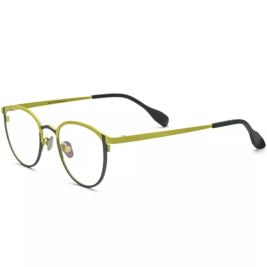 Round Glasses for Women Girls Light Titanium Eyeglasses Frame Purple Yellow product image (6)