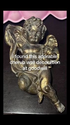i found a cherub wall decoration at goodwill and spray painted it silver! #cherub #crafts #spraypaint #silver #goodwill #art ...