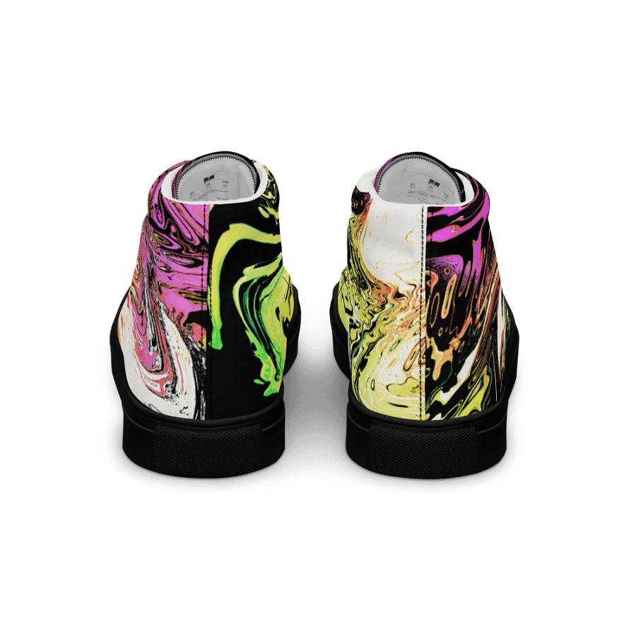Abstract Neon Daisy Swirl Ladies High Top Canvas Shoes product image (7)