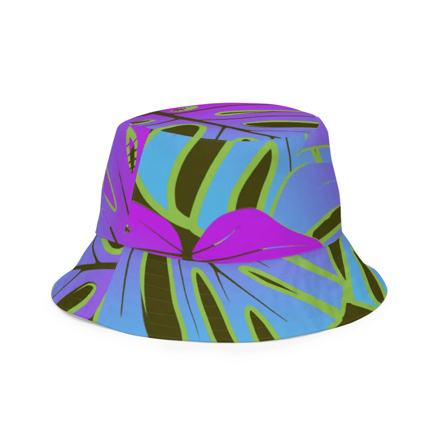 Dark Mode Neon Monstera Madness Reversible Bucket Hat product image (11)