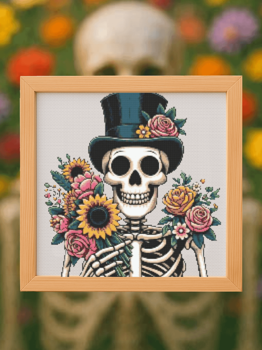 Floral Skeleton Cross Stitch Pattern product image (1)
