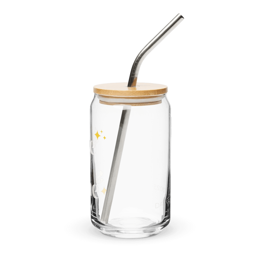 Recital 2025 Can Shaped Glass with Lid | Time to Shine | White Text product image (3)
