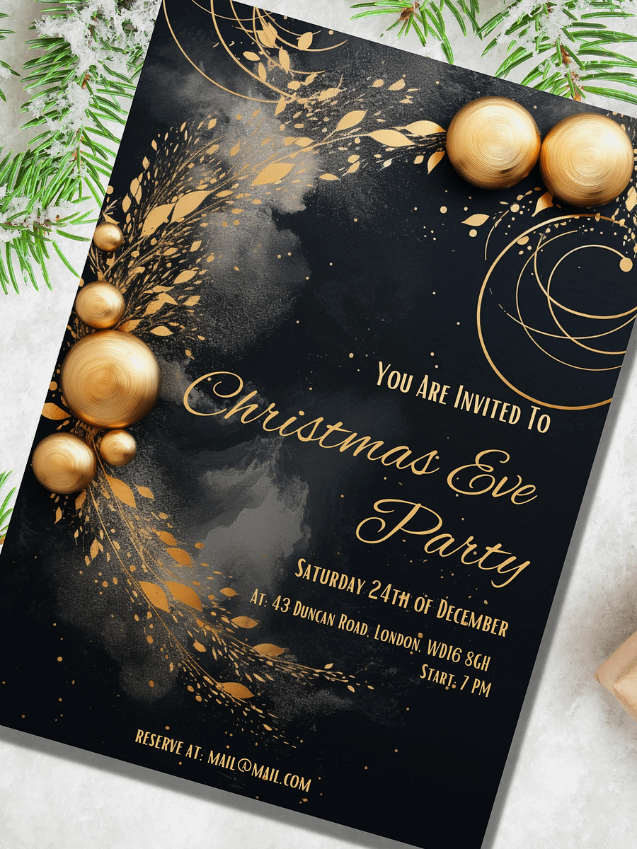 Luxury Christmas Eve Party Invitation | Editable in Canva | Christmas Party Printable | Holiday Party Invitation Template | Link to Canva product image (3)