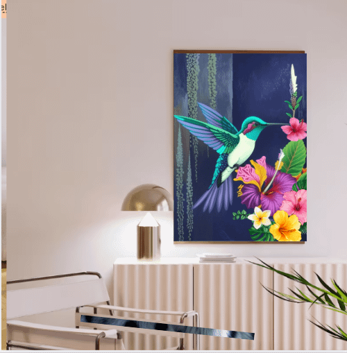 White and Blue Hummingbird Wall Art product image (6)
