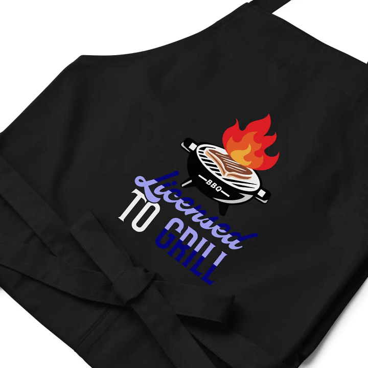 License To Grill- Apron Blue Lettering product image (1)