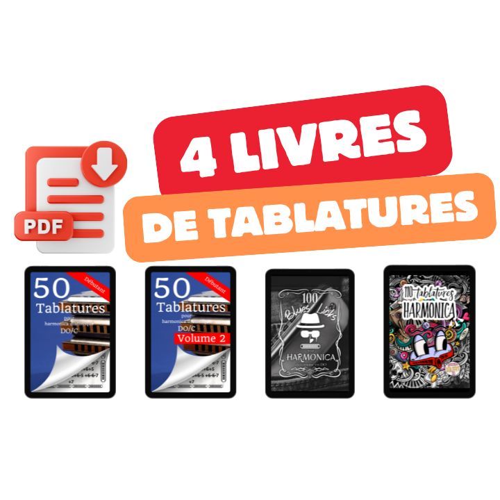 Pack 4 livres de tablatures pour harmonica diatonique Do / C version PDF product image (1)