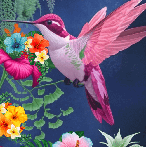 White and Pink Hummingbird Wall Art product image (1)