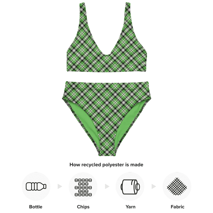 Bright Green, Black, and Gray Plaid Bikini product image (10)