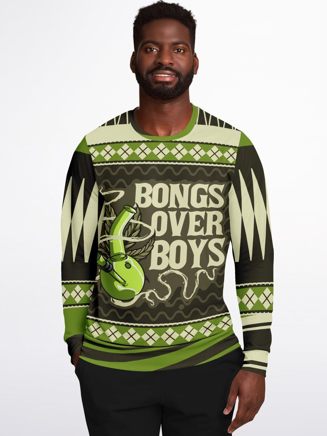 Funny 420 Christmas Sweatshirt | Green Holiday Party Sweater | Casual Winter Party Outfit product image (5)