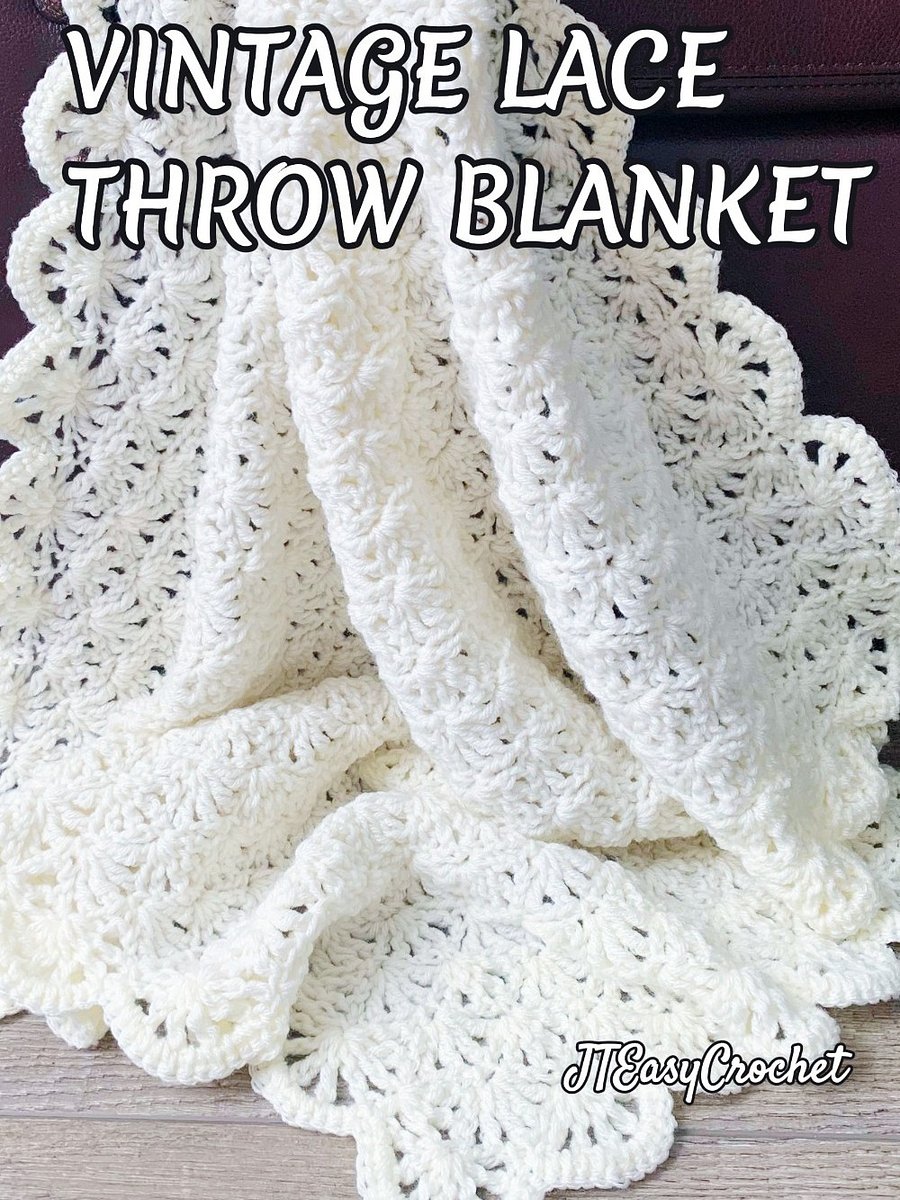 Retro Lace Throw Blanket Easy Crochet Pattern PDF Instant Download, Newborn Coming Home Carseat Stroller Cover Lap Afghan product image (4)