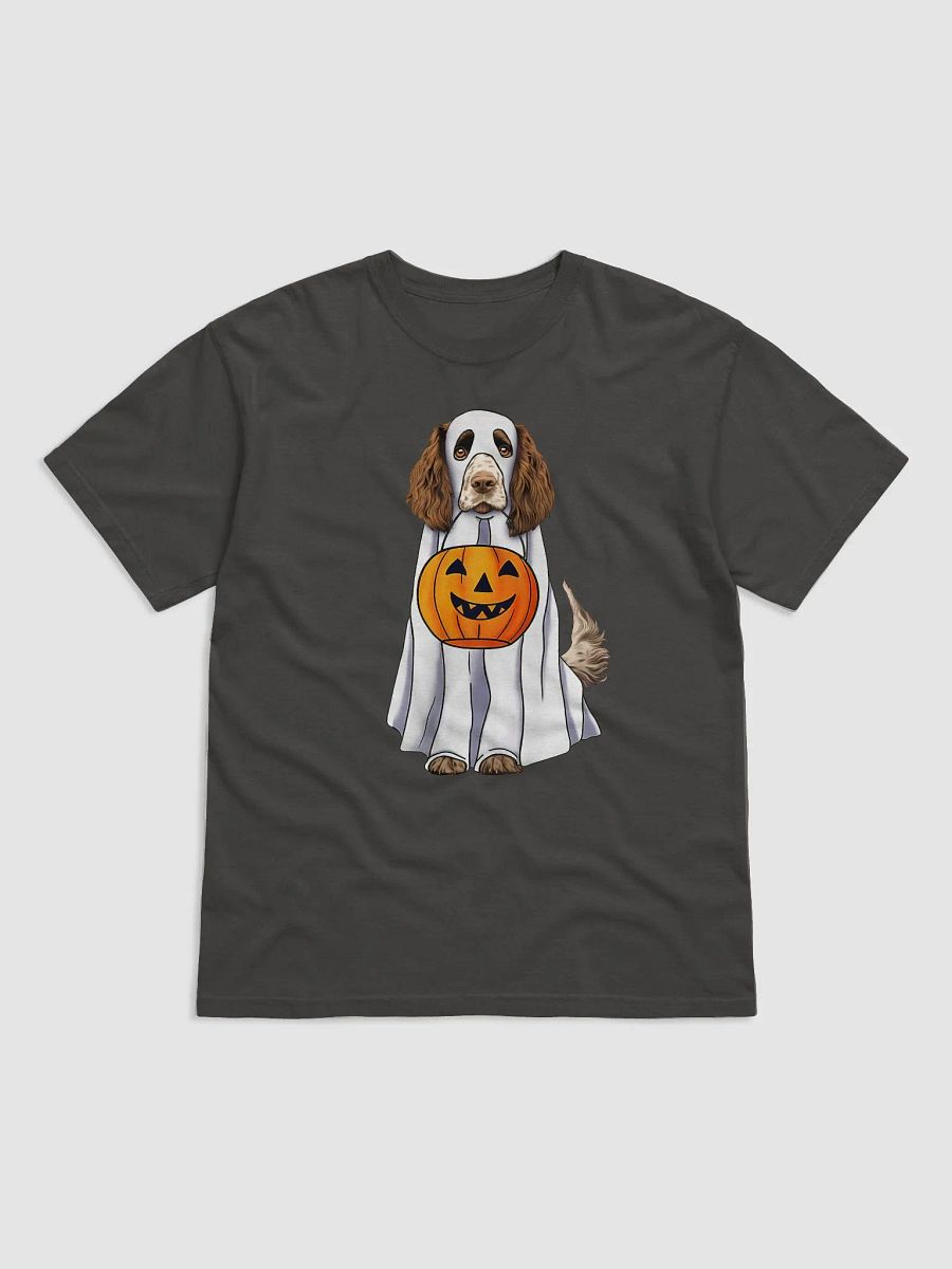Springer Spaniel Halloween Tee | Funny Fall & Halloween Spaniel Wearing Ghost Costume w/ Pumpkin Basket product image (7)