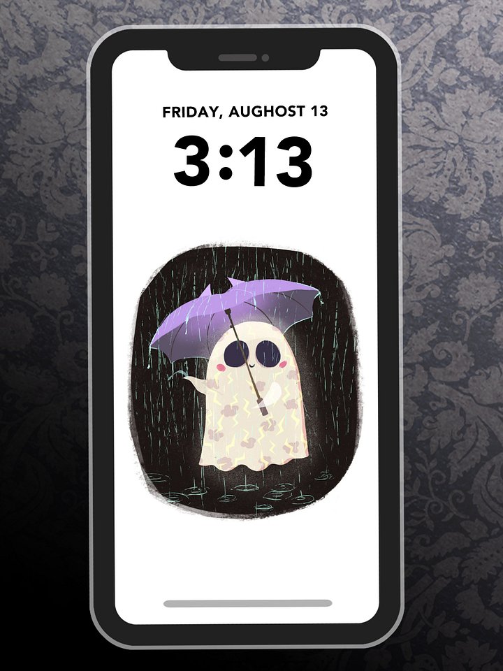 Little Ghost in the Rain - Digital Wallpaper for Mobile Phone product image (1)
