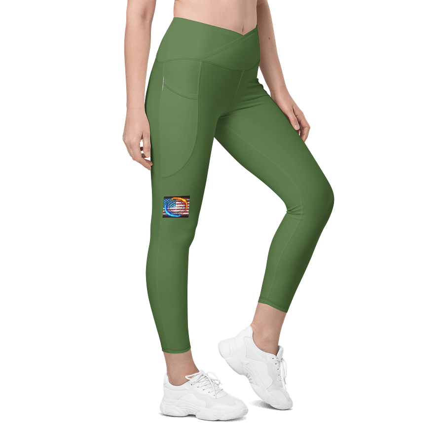 Leggings w pockets fern green small logo product image (4)