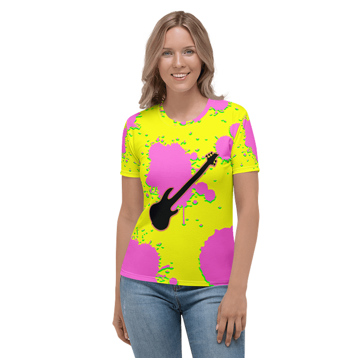 Copy of Pink Spatters on Yellow Fitted T-Shirt WITH BASS product image (1)