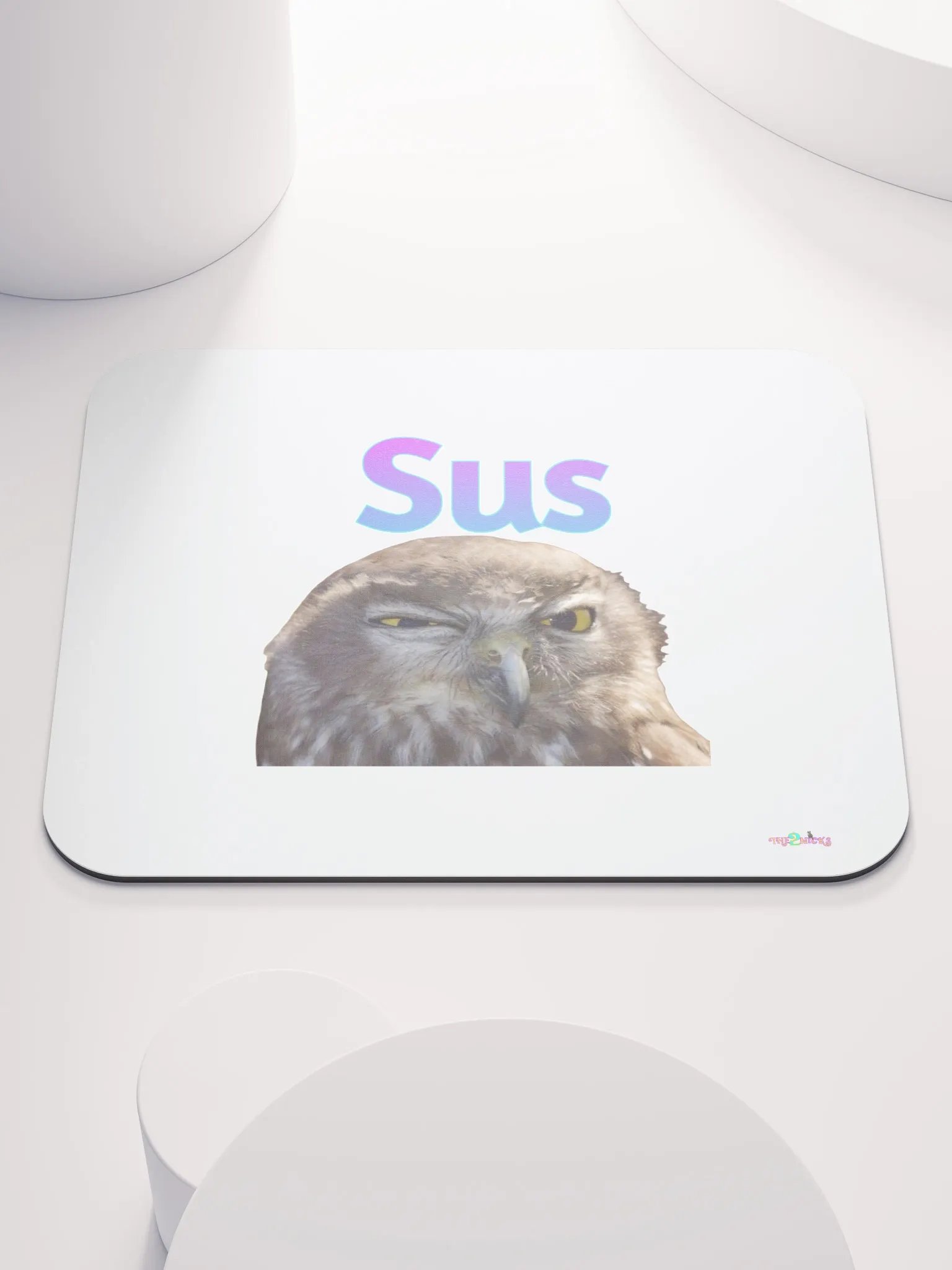 Sus Owl Classic Mouse Pad (White) product image (2)