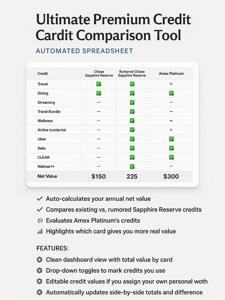 📊 FREE Ultimate Premium Credit Card Credit Comparison Tool product image (1)