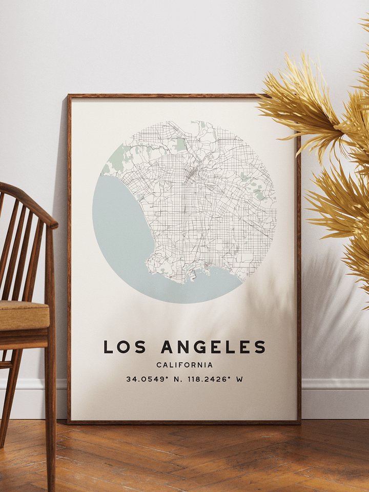 Los Angeles Street Map Poster – Beige Minimalist Circular City Art product image (1)