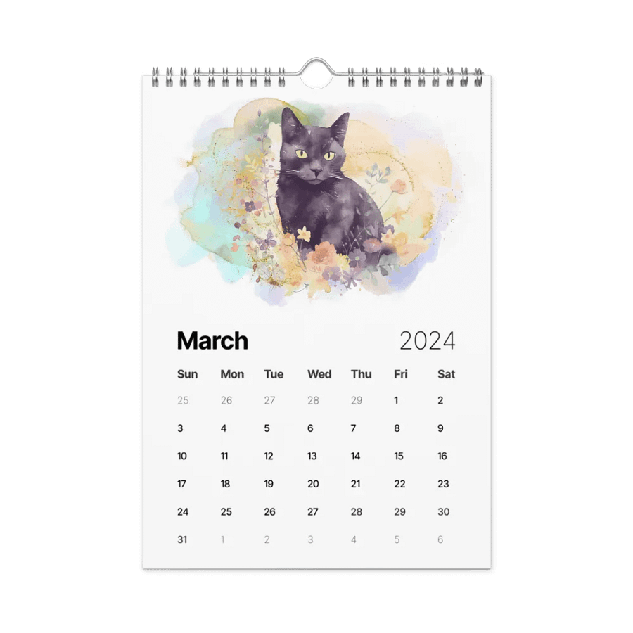 Watercolor Cats 2024 Wall Calendar, 12 Month product image (5)