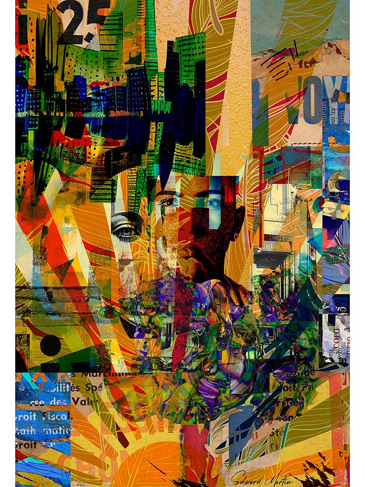 'Shine' by Edward Martin : Mixed Media Collage : Vibrant Matte Poster Print product image (1)