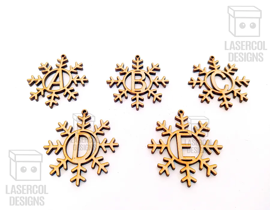 Monogram Snowflake Christmas Ornament - Laser Cut Files product image (5)