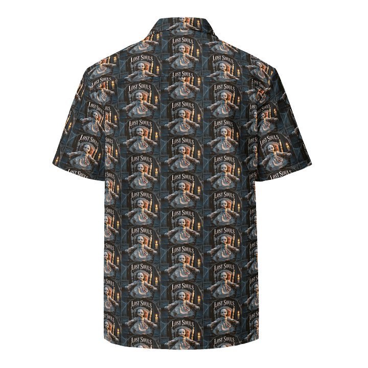 Midnight Veil Designs Lost Souls Gothic Unisex Hawaiian Shirt - Dark Blue & Orange Print product image (2)
