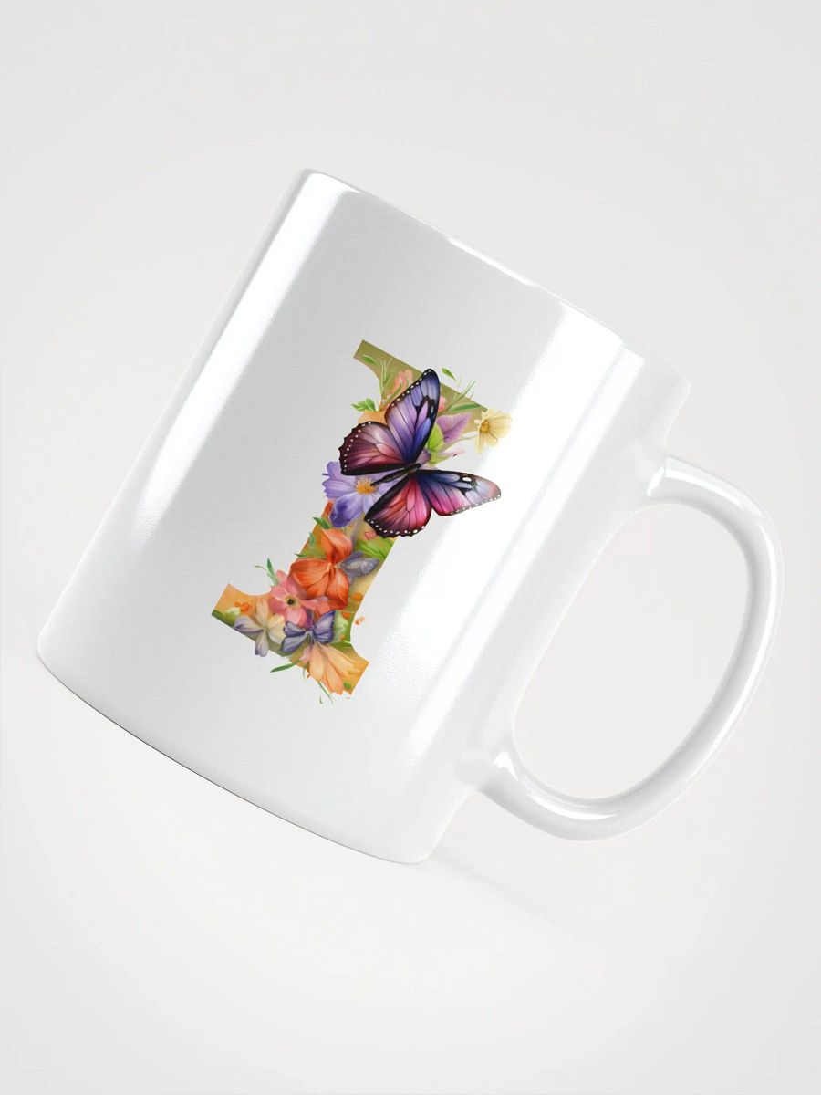 Letter I Monogram Floral Fantasy White Glossy Mug product image (11)