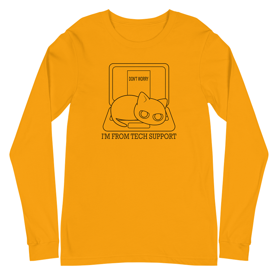 Cat on laptop Unisex Long Sleeve Tee, Black Print product image (2)