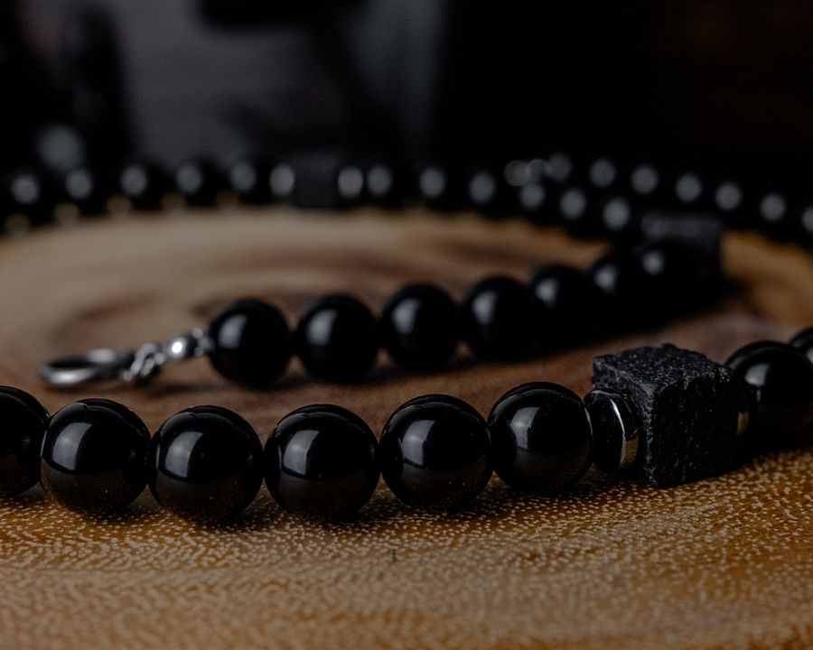 Onyx & Lava Stone Beaded Necklace product image (5)