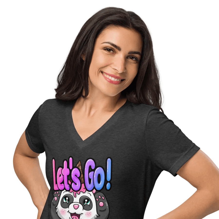 Let's Go Panda V-Neck Shirt product image (36)